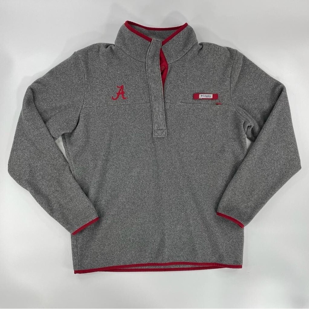 Alabama Crimson Tide Sweater Womens XL Pullover Columbia PFG Flannel Gray Red‎